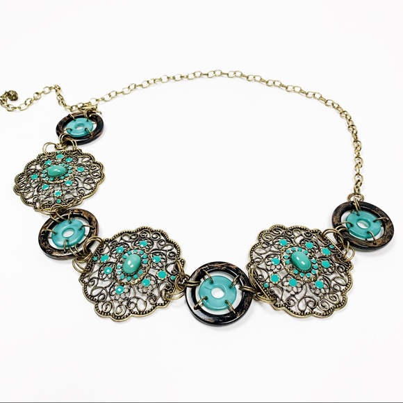 Accessories - Turquoise Boho Chunky Disk Chain Statement Belt